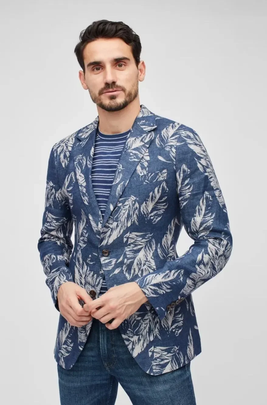 BONOBOS Unconstructed Slim Fit Floral Italian Linen Blazer Jacket Saks 38R $500